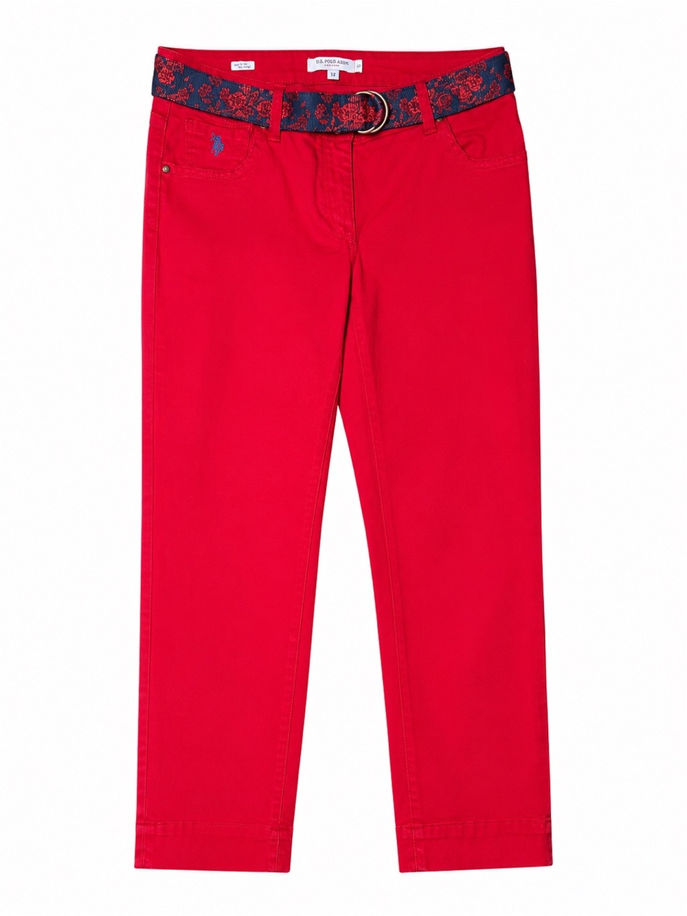 U.S. Polo Assn. Red Slim Fit Pants w/ Floral Belt | Preppy